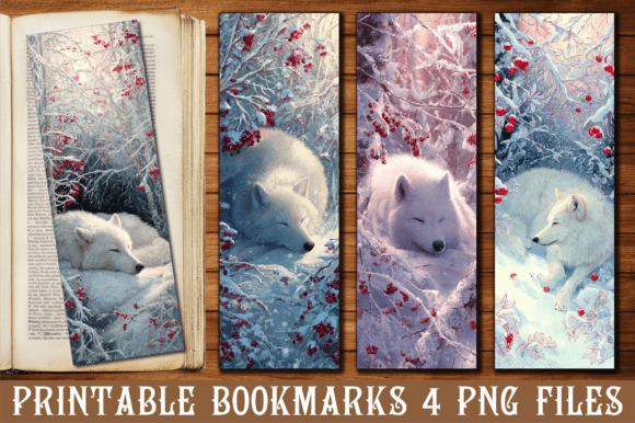 Download Snowy Winter White Wolf Sleep Bookmark - Premium Resources