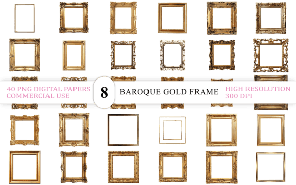 Download Elegant Baroque Gold Frame PNG - Elegant Collection